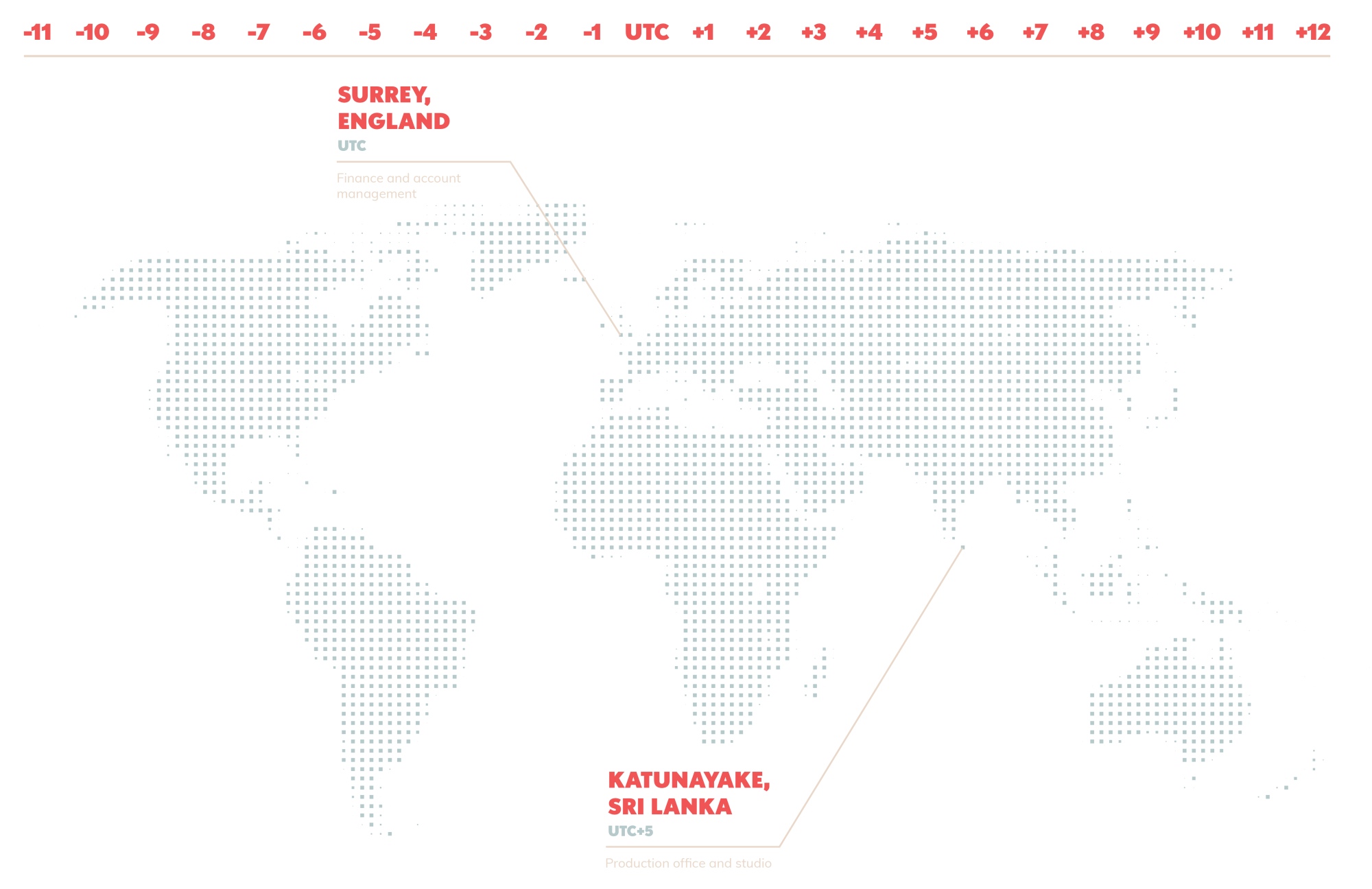 World map with timezones showing england and sri lanka