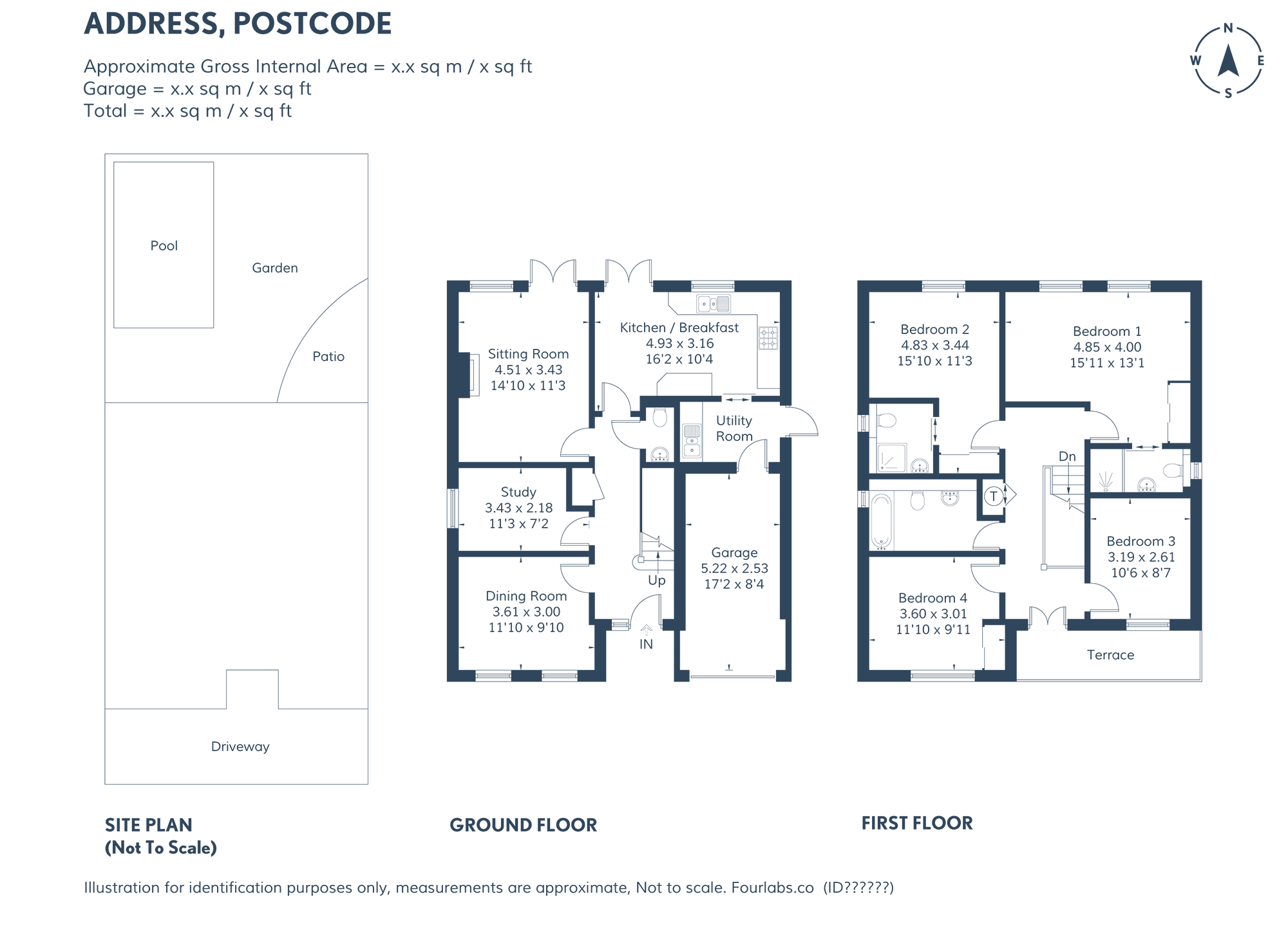 Fourlabs Blue And White Floor Plan + Site Plan